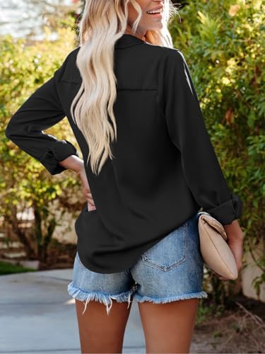 siliteelon Button Down Shirts for Women Dress Shirt Long Sleeve Collared Blouse Business Office Attire Fall Outfits 20252
