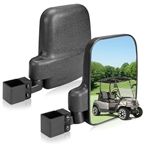 Golf Cart Mirror, Upgraded Hassle-Free Installation 3 Sizes for Square Tube Roll Cage Compatible with Club Car Onward DS,Yamaha Drive 2 G22 G29,EZ GO Medalist RXV TXT,ICON,Cushman,Tomberlin