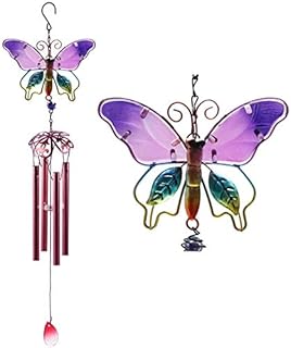 FLCSIed Wind Chime Indoor/Outdoor - Waterproof for Gold Aluminum Tube Handmade Metal Music Wind Chime, Mobile Romantic Wind-Bell for Home, Party, Festival Decor, Garden Decoration (Butterfly 2)
