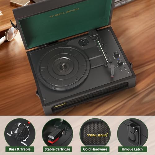 Tourne-disque vinyle avec gain de basses et aigus réglable Bluetooth - 4