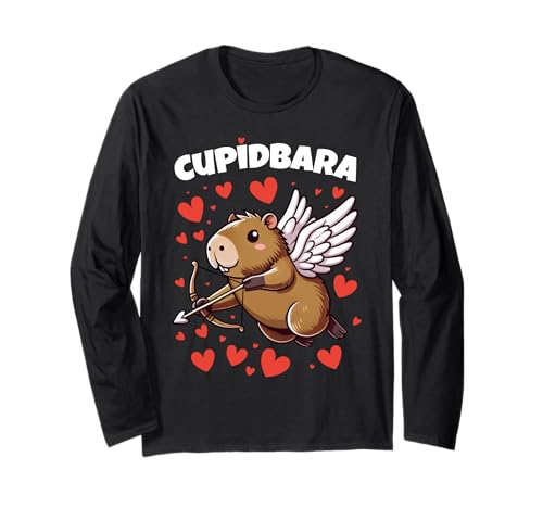Capybara Valentine Cute Cupido Cupidbara, Corazones Capibara Manga Larga