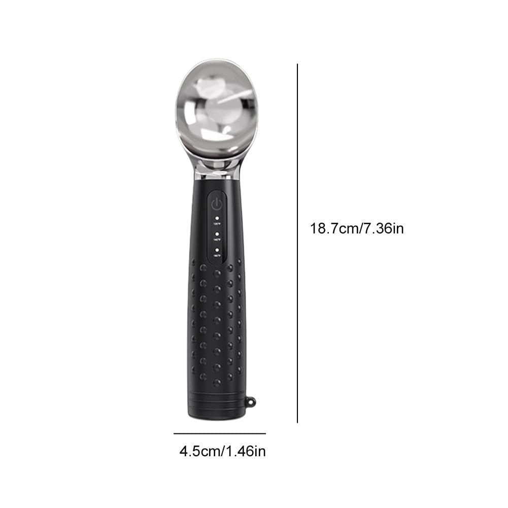 Cuillère à glace chauffante, rechargeable, 3 modes de température, affichage LED, chauffage rapide jusqu'à 71,1 °C, étanche, poignée ergonomique en silicone pour crème glacée dure et desserts