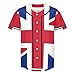 United Kingdom Flag Mens Baseball Button Down Jersey Hipster Hip Hop T Shirts