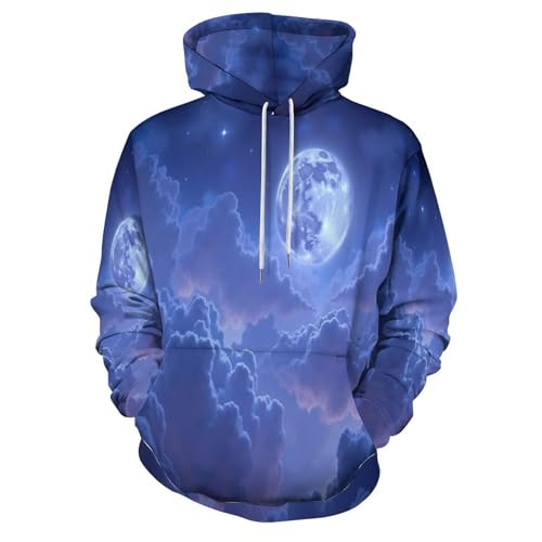 Sweat à Capuche 3D Ciel Nocturne Pleine Lune Pull Harajuku Unisexe