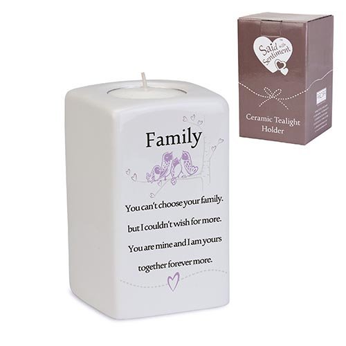 Arora Design Ltd Arora Said With Sentiment Square Tealight Holder - Family