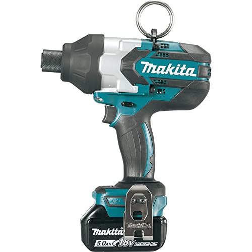 Makita XWT09T High-torque impact wrench kit, 7/16 in. hex, two 5.0 Ah batteries