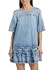 Ganni, Frilled Denim Short-Sleeve Minidress, 40 (8-10), Light Blue Stone #1