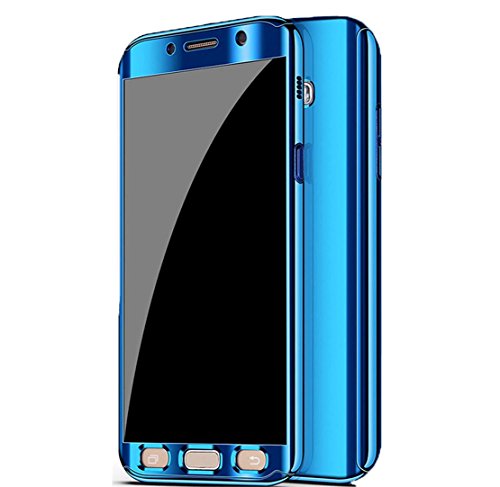 Galaxy Note 9 Case, Ultra Slim Electroplate 360 Degree Full Body Protection Mirror Case with Tempered Glass Screen Hard PC Protector for Samsung Galaxy Note 9 (Blue-)