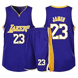 Lebron James Jongens Meisjes Basketball Fans Jersey Sets, Los Angeles Lakers NO.23 Jonge Swingman Jerseys Summer Vest…