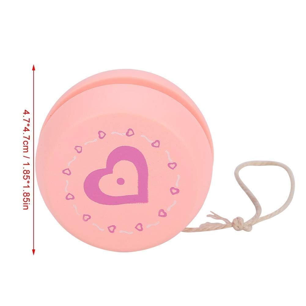 Zerodis urocza magiczna zabawka reagująca z drewna Yo-Yo początek edukacji zabawka z kreskówkowym wzorem dla dzieci (Pink)