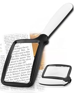 Tobegiga 5-Fache Lupe Mit Licht, Leselupe Zusammenklappbare GroßE Rechteckige Handlupe, Dimmbare Led FüR Senioren Mit Makuladegeneration, Zeitungen BüCher Kleingedrucktes FüR Sehbehinderte