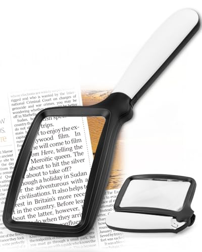 Tobegiga 5-Fache Lupe Mit Licht, Leselupe Zusammenklappbare GroßE Rechteckige Handlupe, Dimmbare Led FüR Senioren Mit Makuladegeneration, Zeitungen BüCher Kleingedrucktes FüR Sehbehinderte