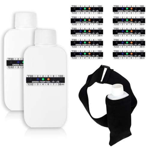 simarro 14 Pcs Urine Test Complete Kit, 2 Pcs Portable Empty Bottles with 10 Pcs Adhesive Temperature Test Strip, Hi-Stretch Leg Strap and Thermal Sample Bag for Urine Bottle Kit Test Practice