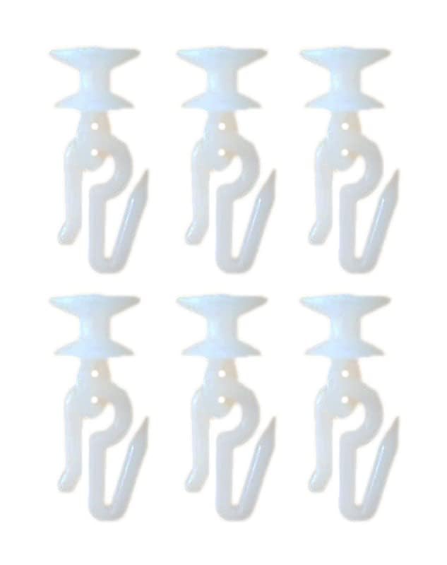 Image of Smart Shophar Plastic Curtain Round Runner with 1-inch Hook White Pack of 6 / Effortless Sliding /Secure Attachment