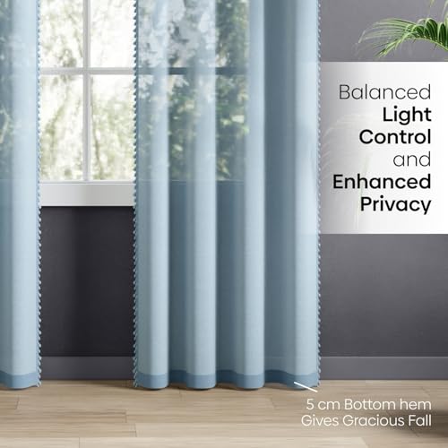 Image of haus & kinder Sheer Door Curtains 7 Feet Long Pack of 2 Door Curtains, 7 Feet Curtains for Door, Light-Filtering & Breathable (Luma Light Blue, 114x213cm)