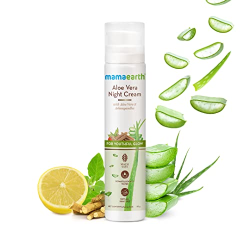 Mamaearth Aloe Vera Night Cream for glowing skin with Aloe Vera and Ashwagandha for a Youthful Glow – 50 g 2 41D2dyi4MGL. SL500