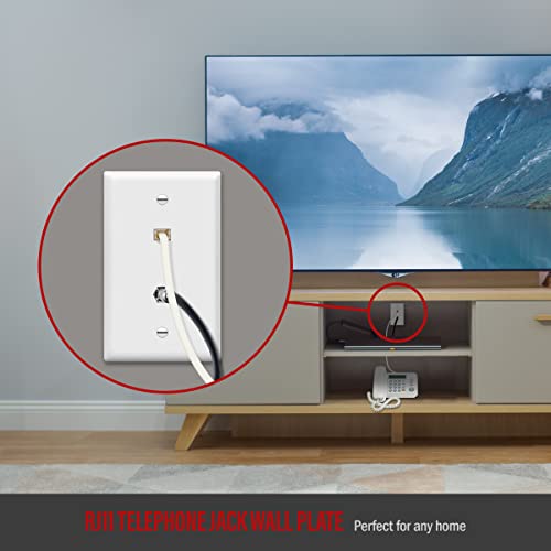 ENERLITES Combination Coaxial TV Cable / RJ11 Telephone Jack Wall Plate, F-Type F81 Connector, 6-Position 6-Conductor (2-Line Support), 1-Gang 4.50\" x 2.76\", 6661-W, White