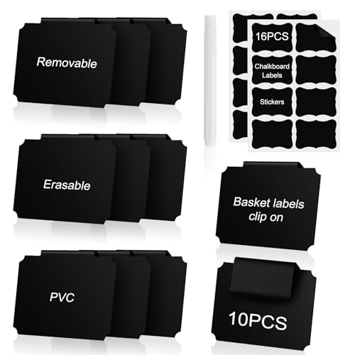 Basket Labels Clip On Set, Storage Bin Label, Clip-On Chalkboard Labels