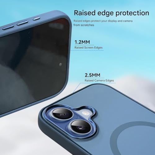 Image of Elzzi Magnetic for iPhone 17 Case (Compatible with MagSafe) (Military Grade Drop Protection) Translucent Matte Shockproof with Anti-Fingerprint Phone Cover, Blue