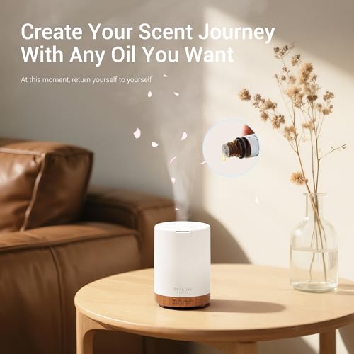 Image of ASAKUKI 300ML Essential Oil Diffuser, Quiet 5-in-1 Premium Humidifier, Home Fragrance Aroma Diffuser with 7 LED Color Changing Light and Auto-Off Switch -Light Brown