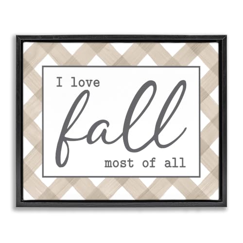 Autumn Calligraphy Plaid Sign, 16 x 20 Inch Canvas in Floater Frame