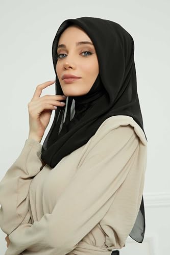 Aisha's Design Pre-tied Cotton-Chiffon Scarf for Women Practical Veil Instant Scarf Hijab Stylish Design3