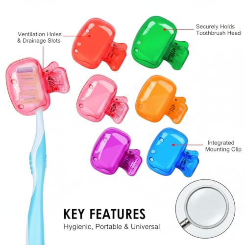 Image of Oblivion Toothbrush Holder - Plastic Anti-Bacterial Travel Protectors for Oral Care - Portable Brush Holder for Bathroom Wall, Trip & Travel - Multicolor Toothbrush Case Box & Cover (Set of 6)