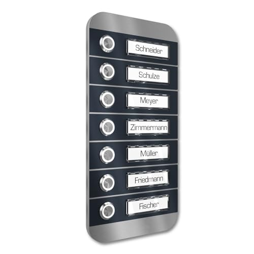 Sonnette collective 7 familles inox plaque lumineuse LED étanche pour entrée maison