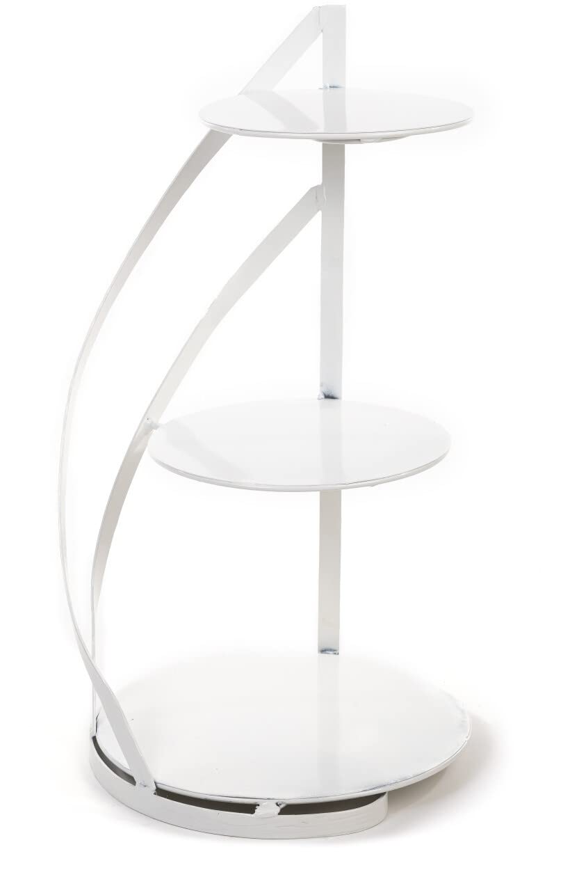 Alzata bianca a 3 ripiani, altezza 60 cm, per torte, cupcake e muffin, ideale per l'uso come elegante supporto per torte per matrimoni e torte