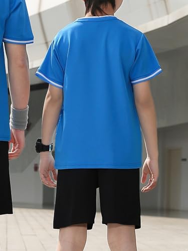 TiaoBug Kids Boys Sports Football Team Training Uniforms Short Sleeve Jersey Top with Shorts Clothes Set4