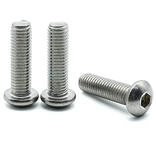 Hippo Hardware M10 (10mm X 20mm) Button Head Allen Bolts Hex Socket Screws A2 Stainless Steel (Pack of 5)