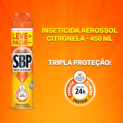 SBP Inseticida Aerossol Com Óleo De Citronela Laranja 450ml