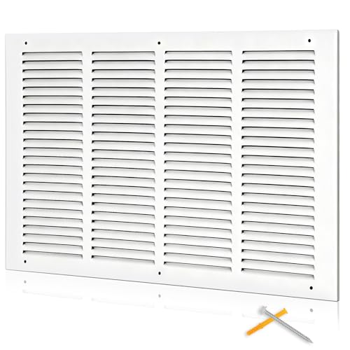 Fancat 20x12 Duct Opening | Steel Return Air Grille | Vent Cover Grill for Sidewall and Ceiling | HVAC Cold Air Intake Grille | White | Outer Dimensions: 21.75"W X 13.75"