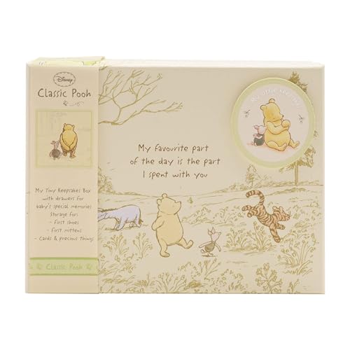 Pooh Classics Range Disney Keepsakes Baby Box with Compartments New (DI167), 200 g, yellow