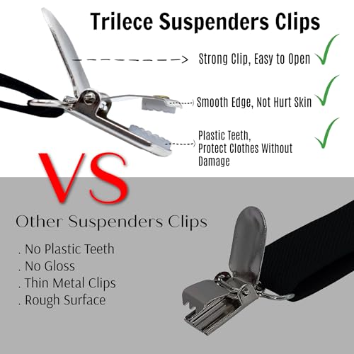 trilece Suspenders for Men – Adjustable Elastic Mens Suspenders with Heavy Duty Strong Clips