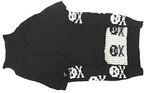 Black Pet Halloween Holiday Clothes Skull Dog Sweater For Small Dogs, Small (S) 12" Back #TOP2