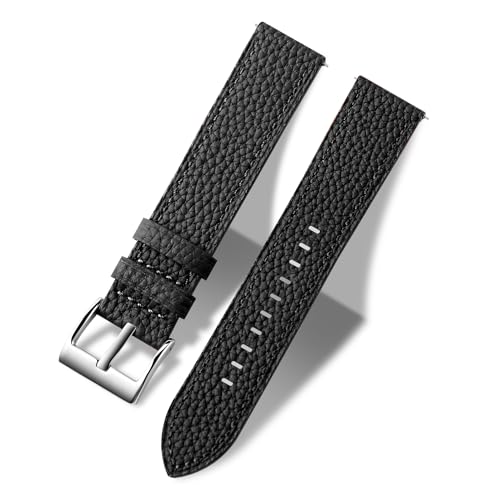 MUENShop Bracelet extra long XXL en cuir véritable litchi à dégagement rapide 20 mm 22 mm grande taille compatible avec la plupart des montres...