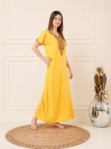 Image of Women's Cotton Blend Embroidered Maxi Nightgown