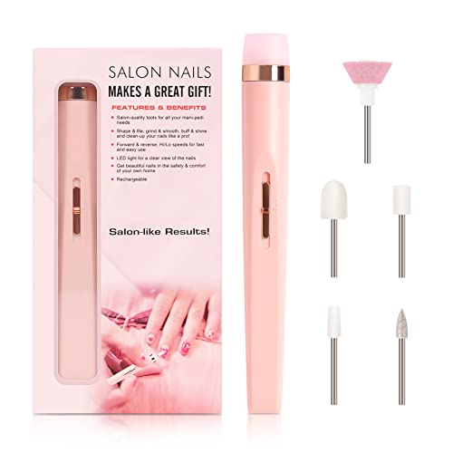 Setgnur Portable Electric Nail Drills for Acrylic Nails Rechargeable 20000 RPM Nail Drill Kit for Gel Nails Salon, USB E File for Nails Manicure Nail Filer Machine with 5PCS Nail Drill Bits