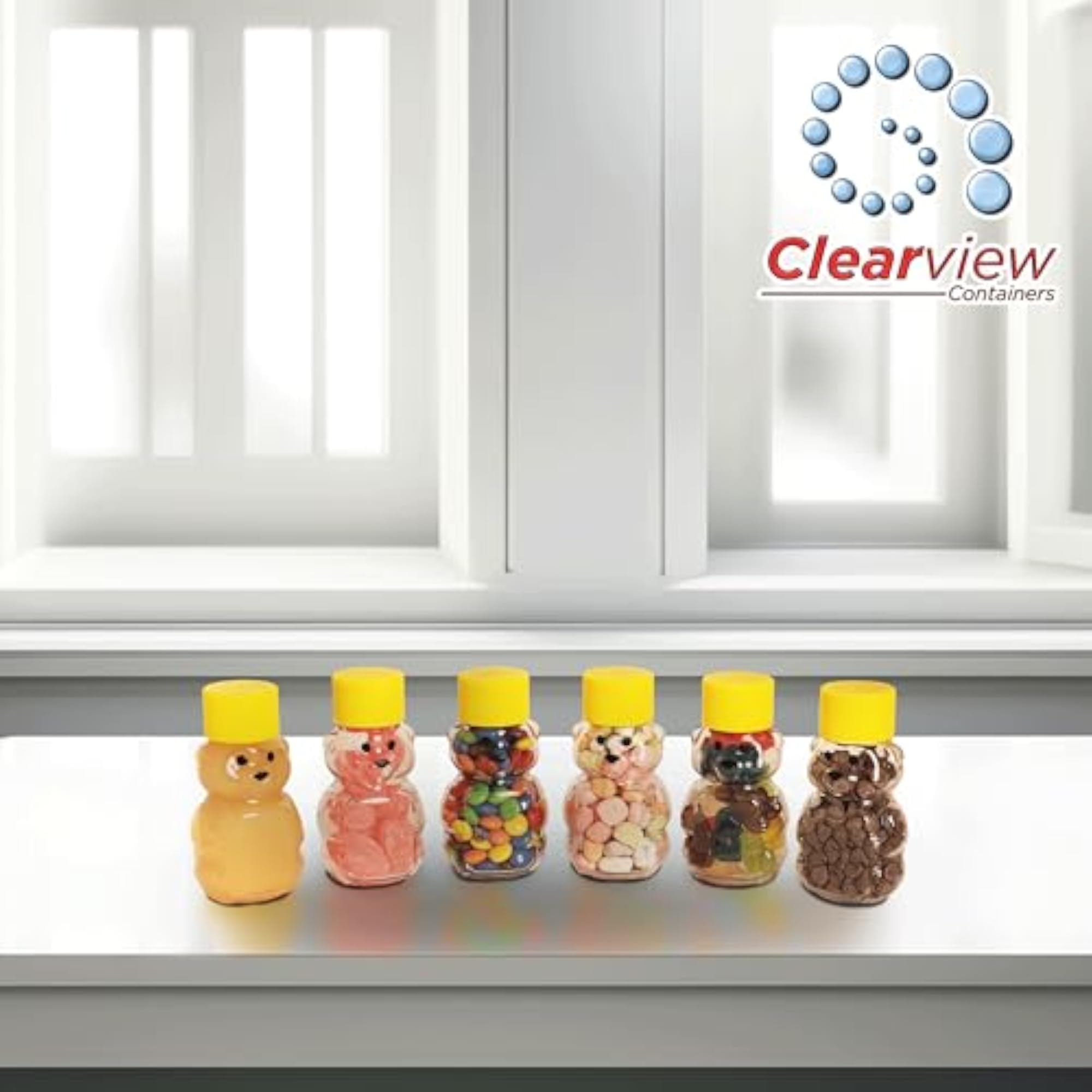 2.75-Inch Plastic Squeeze Honey Bear Bottle, Pack of 24