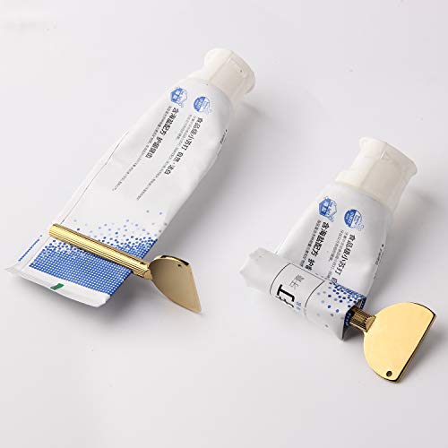 sansheng 4PCS Toothpaste Squeezer,Tube Squeezer, Metal Tube Presser Tube Roller Tube Wringer Keys Dispenser Roller for Toothpaste Cosmetic Oil Cream Paint Squeezer(Golden)