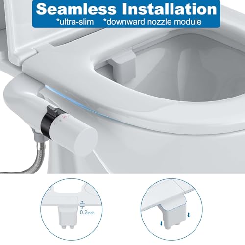 Homfan Toilet Bidet Attachment, Non-Electric Dual Nozzle (Feminine/Bidet Wash), Self-Cleaning Fresh Cold Water Sprayer Bidets for Toilets with Adjustable Water Pressure (Rotary Toggle, Black) by homfan - Image 3