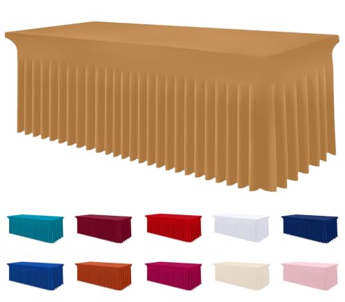 Image of Smiry Spandex Elastic Fitted Table Cloth Skirt for 6FT Rectangle Table
