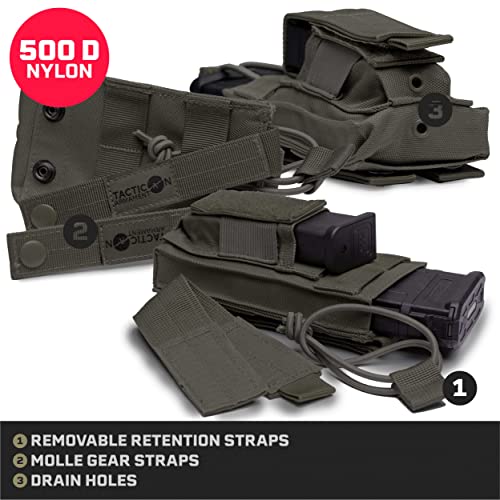 Tacticon K1 K2 K3 Battlepouch | Rifle + Pistol Mag Pouch | Combat Veteran Owned Company | Molle Single Double Triple Magazine Holster | Tactical Bag Holder ((2 Rifle + 2 Pistol [Ranger Green])) #TOP2