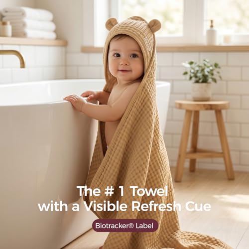 Image of Momcozy 6-Layer Muslin Cotton Baby Towels with Hood, 32x32 Inch, Brown