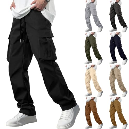 Men's Baggy Cargo Pants Loose Fit Hiking Drawstring Elastic Waist Workout Joggers Sweatpants Outdoor4