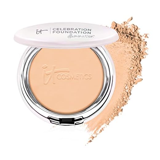 IT Cosmetics Celebration Foundation Illumination - Anti-Aging, Full Coverage Foundation Powder - With Drops of Light Technology for Added Radiance - Blurs Pores, Wrinkles & Imperfections - 0.3 oz