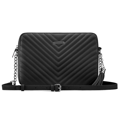 Goinsound Crossbody Purses for Women Designer Crossbody bags Small Shoulder Bags with Chain Strap Quilted Purses Black
