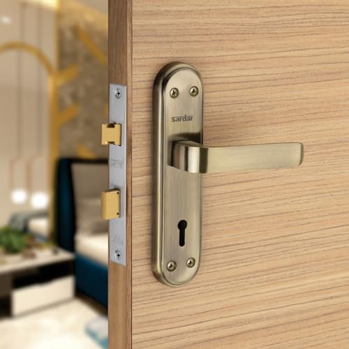 Image of SARDAR IM-07 Iron Handle Set 7 Inch|2 Keys | 6 Lever Single Turn Lock Set| Handle Set for Door, Bathroom, Bedroom, Living Room| (Antique)