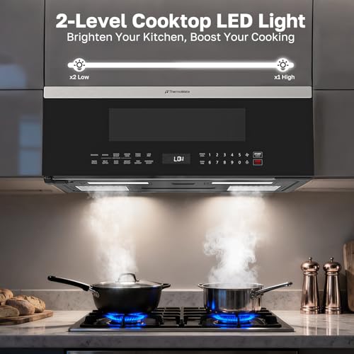 Image of ThermoMate 30 inch Over the Range Low Profile Microwave Oven with Sensor Cooking, 1.2 Cu.Ft Slim, 1000 Cooking Watts, Voice Control, Multi-Stage Cooking, 400 CFM